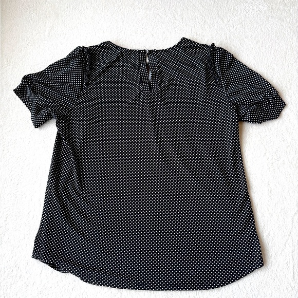 Adrianna Papell Polka Dot Blouse Size M Black Puff Sleeve Chic Top - Picture 15 of 15